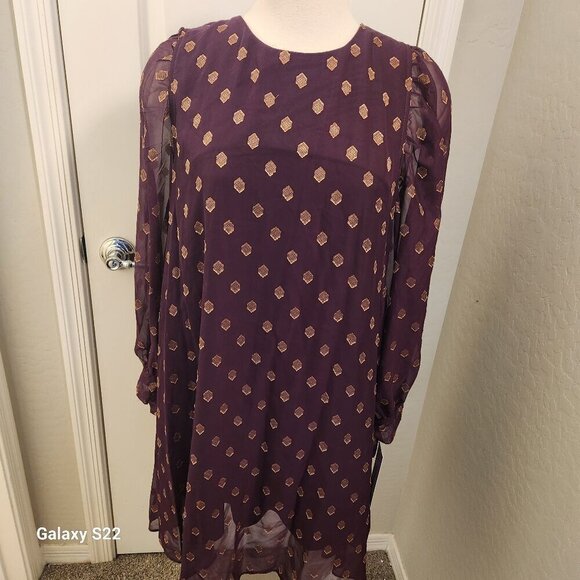 Calvin Klein Maroon and Gold Baby doll dress. NWT. Size 12 - Picture 1 of 12
